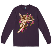 Plum Cupid with rose Valentine's Day Long Sleeve Tee - HowdyJamesFarm