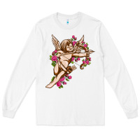 White Cupid with rose Valentine's Day Long Sleeve Tee - HowdyJamesFarm