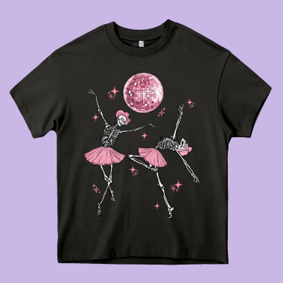 Skeleton Ballerina Heavy Core Tee Designed By Maliassmallbusiness