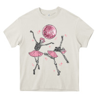 Cream skeleton ballerina Heavy Core Tee - MaliasSmallBusiness