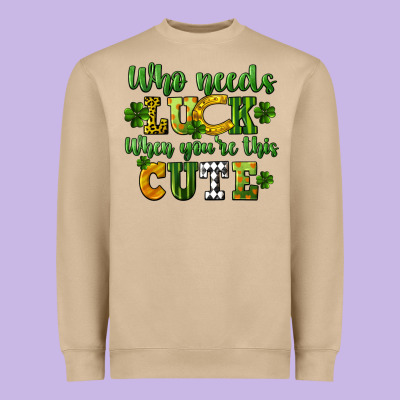 Who Needs Luck When You're This Cute St. Patrick's Heavyweight Sweatshirt Designed By Cowgirlartshop