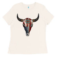 Bone American Bull Skull Gemstone Ladies Tee - Jasminsmagicworld