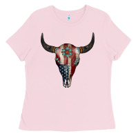 Bubblegum Pink American Bull Skull Gemstone Ladies Tee - Jasminsmagicworld
