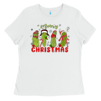 White Pickle Merry Christmas Ladies Tee - MaliasSmallBusiness