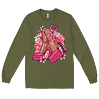 Army Green Cancer high heels Cancer Awareness Long Sleeve Tee - HowdyJamesFarm