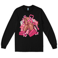 Black Cancer high heels Cancer Awareness Long Sleeve Tee - HowdyJamesFarm