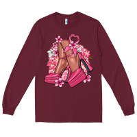 Burgundy Cancer high heels Cancer Awareness Long Sleeve Tee - HowdyJamesFarm