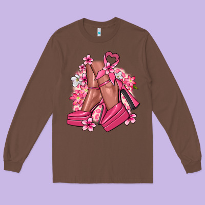 Cancer High Heels Cancer Awareness Long Sleeve Tee Designed By Howdyjamesfarm