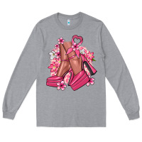 Heather Grey Cancer high heels Cancer Awareness Long Sleeve Tee - HowdyJamesFarm