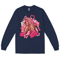Navy Cancer high heels Cancer Awareness Long Sleeve Tee - HowdyJamesFarm