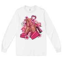 White Cancer high heels Cancer Awareness Long Sleeve Tee - HowdyJamesFarm