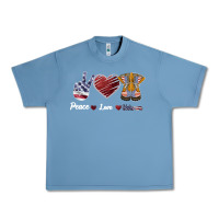 Pebble Blue Peace Love Veteran Urban Heavy Tee - Bettercallsaul