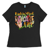 Black rockin that daycare life Ladies Tee - NancyCooperArtShop