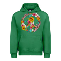 Emerald floral peace sign with gemstone Urban Hoodie - Artiststas