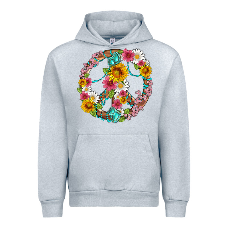 Floral Peace Sign With Gemstone Urban Hoodie by Artiststas | Teevron
