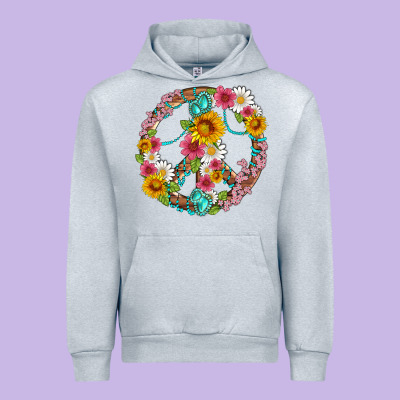 Floral Peace Sign With Gemstone Urban Hoodie Designed By Artiststas