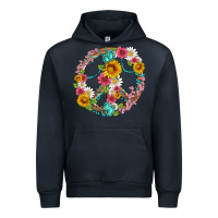 Navy floral peace sign with gemstone Urban Hoodie - Artiststas