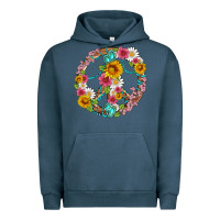 Pigment Midnight Navy floral peace sign with gemstone Urban Hoodie - Artiststas
