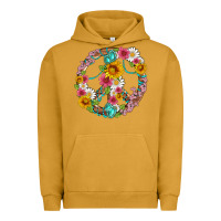Pigment Peanut Butter floral peace sign with gemstone Urban Hoodie - Artiststas