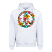 White floral peace sign with gemstone Urban Hoodie - Artiststas