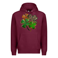 Burgundy Leopard shamrock St. Patricks Day Premium Hoodie - FaDigitalArtStudio
