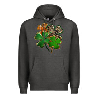 Charcoal Heather Leopard shamrock St. Patricks Day Premium Hoodie - FaDigitalArtStudio
