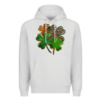 Dove Grey Leopard shamrock St. Patricks Day Premium Hoodie - FaDigitalArtStudio