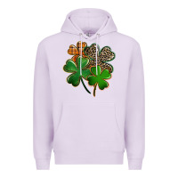 Lilac Leopard shamrock St. Patricks Day Premium Hoodie - FaDigitalArtStudio