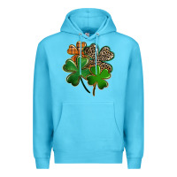 Ocean Blue Leopard shamrock St. Patricks Day Premium Hoodie - FaDigitalArtStudio
