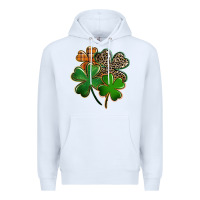White Leopard shamrock St. Patricks Day Premium Hoodie - FaDigitalArtStudio