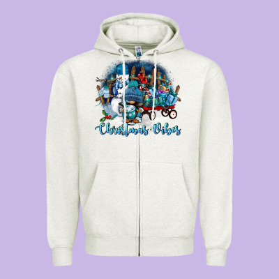 Christmas Vibes Zipper Hoodie Designed By Fadigitalartstudio