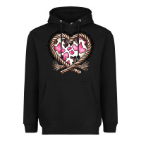 Black western cowhide heart Heavyweight Hoodie - CowhideDigitalArt