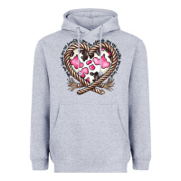 Heather Grey western cowhide heart Heavyweight Hoodie - CowhideDigitalArt