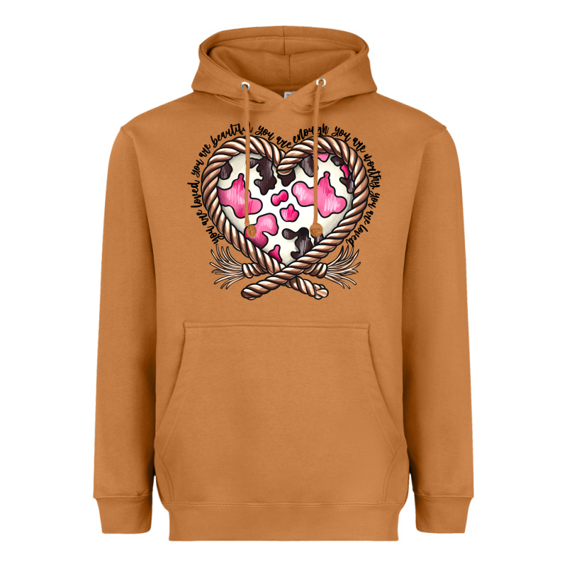 Western Cowhide Heart Heavyweight Hoodie by CowhideDigitalArt | Teevron