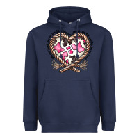 Navy western cowhide heart Heavyweight Hoodie - CowhideDigitalArt