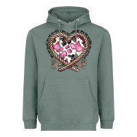 Sage western cowhide heart Heavyweight Hoodie - CowhideDigitalArt