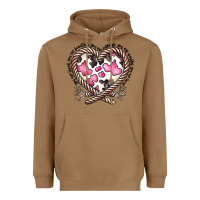 Toasted Coconut western cowhide heart Heavyweight Hoodie - CowhideDigitalArt