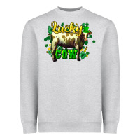 Heather Grey St. Patrick's Day Cow Heavyweight Sweatshirt - HowdyJamesFarm