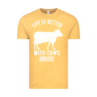 Vintage Mustard Life Is Better With Cows Around Vintage Tee - Bettercallsaul