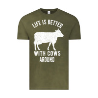 Vintage Olive Life Is Better With Cows Around Vintage Tee - Bettercallsaul