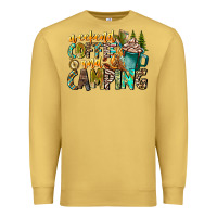 Antique Gold Weekends Coffee And Camping Premium Sweatshirt - CowhideDigitalArt