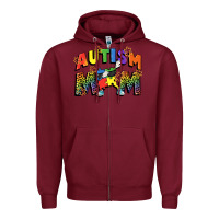 Burgundy Autism mom Zipper Hoodie - FaDigitalArtStudio