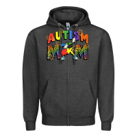 Charcoal Heather Autism mom Zipper Hoodie - FaDigitalArtStudio