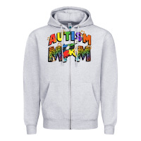 Heather Grey Autism mom Zipper Hoodie - FaDigitalArtStudio