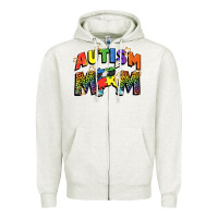 Oatmeal Heather Autism mom Zipper Hoodie - FaDigitalArtStudio