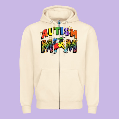 Autism Mom Zipper Hoodie Designed By Fadigitalartstudio