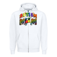 White Autism mom Zipper Hoodie - FaDigitalArtStudio