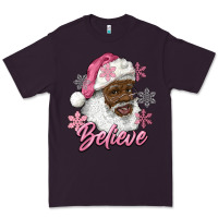Plum pink christmas african american santa believe Premium Tee - RanaPortraitStore