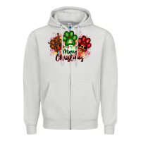 Dove Grey merry christmas paws Zipper Hoodie - FaDigitalArtStudio