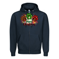 Navy merry christmas paws Zipper Hoodie - FaDigitalArtStudio